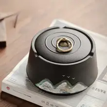 おしゃれな陶器製灰皿【蓋付き・風防・家庭用・オフィス向け】