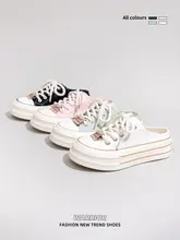 通気性のあるキャンバス素材のフラットシューズ【厚底・軽量・履きやすいデザイン】（セットアップ対応）