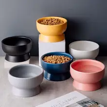 可愛いデザインの猫用陶器ボウル【飲水・餌用・犬にも適応・防止設計】