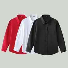 子供用 ノーアイロン長袖ブラックシャツ【春秋用・男女共用・学校用・合唱パフォーマンス対応】