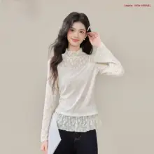 レースタートルネックニットインナー【女性用・小柄サイズ・二重構造】（セットアップ対応）