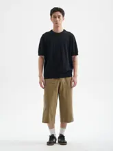 レトロデザインのワークパンツ【ユニセックス・七分丈・通勤用・酵洗加工】（セットアップ対応）