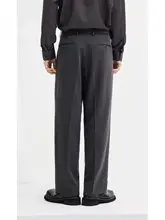 深灰色の高級感あるスーツパンツ【秋冬用・免縫製・通勤・カジュアル】