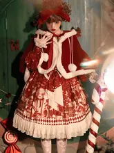 ロリータ風 スウィートコスチュームドレス【キャップ付き・クリスマス・新年向け】