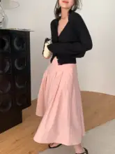 優雅なレトロコットンフレアスカート【Aライン・ウエストマーク・ひざ丈】