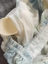 モンローVネック胸パッド付き純綿ガーゼナイトガウン