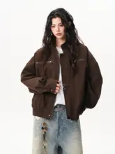 レトロなデザインのスタンドカラー デニムジャケット【男女兼用・秋用・ショート丈】