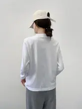 ハイネックコットン長袖Tシャツ【秋冬用・ゆったりシルエット・小立ち襟】