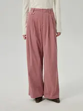 レトロなコーデュロイワイドパンツ【秋冬用・高腰・スリム効果・カジュアル】