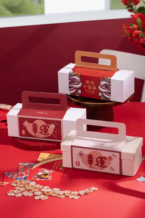 新年用手提げ包装ボックス【お菓子ギフトボックス・こしあん入り・常温保存】