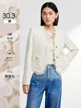 杏色レーストリムデザインの短丈ジャケット【女性用・春夏向け】