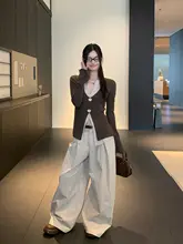 ナチュラルな色合いのウォッシュコットンワイドパンツ【フィット・ストレートシルエット】