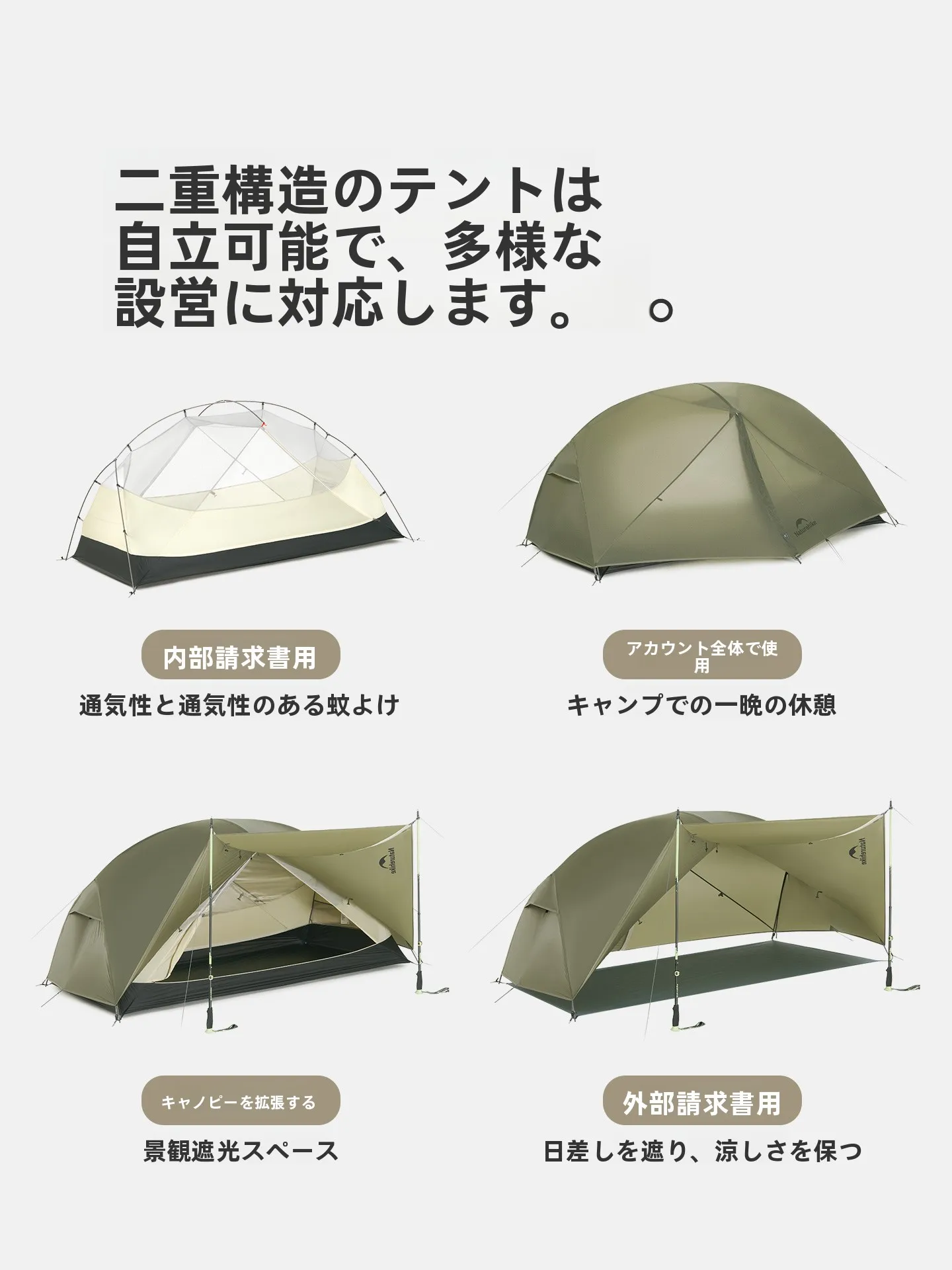 プロフェッショナルな軽量一人用ハイキングテント：キャンプ・ソロキャンプ向けのミニマム装備としての最適性