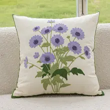 アメリカン田舎風刺繍花柄クッションカバー【リビング用・ソファ用・フラワーデザイン】