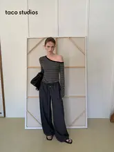 トレ�ンドのローウエストドローストリングデザイン・ワイドパンツ【カジュアル・ロング丈】