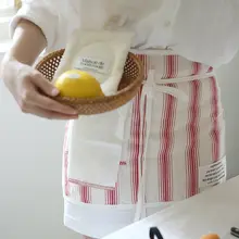 ウエストエプロン リネン ストライプ柄 防汚 キッチン 家事 ナチュラル オールシーズン 「zakka tree」