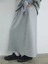 スカート ブラック ミモレ丈 小柄 通勤 ニット Aライン バックスリット