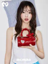 バレエ結びのオリジナル円筒バッグ【春夏用・本革・レッド・ショルダー＆ハンドバッグ】