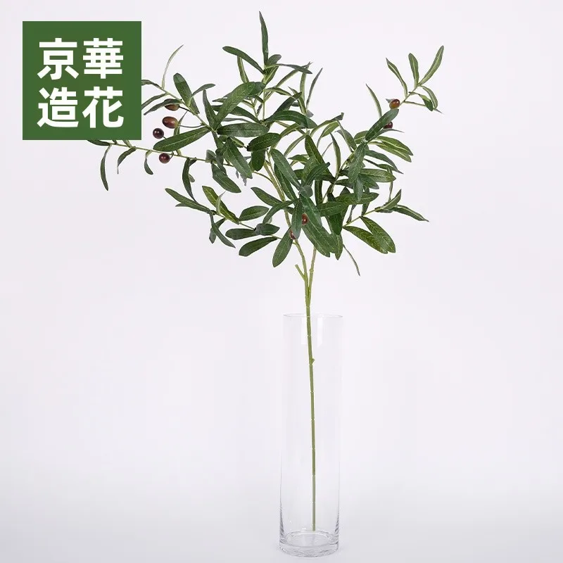 造花オリーブ枝と実のインテリア装飾：リビングにぴったりなおしゃれな自然感を実現