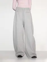 グレーのカジュアルパンツ【ウエストゴム・ゆったりワイドレッグ】
