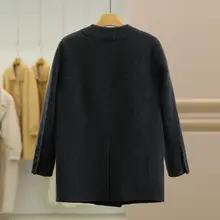 ダブルブレストジャケット【桑蚕丝・ウール混・レディース・リバーシブルデザイン】
