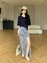夏用 ゆったりデザインのショートスリーブトップス【不規則な裾・シンプル・ファッション】