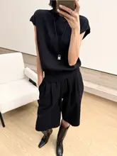 ニットベスト レディース ハーフネック ノースリーブ レイヤード トップス ゆったり ルーズ カジュアル 秋冬