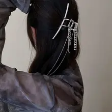 金属製 大型サメクリップ【デザインクリップ・女性用・フリンジチェーン付き】
