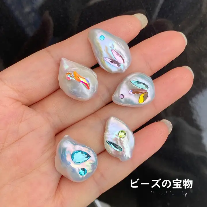 バロックスタイルのカラフルな不規則形状淡水パールビーズ【手作りイヤリング・ネックレス用パーツ】
