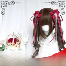 深い茶色のロリータ風ツインテールウィッグ【ショート・ウェーブ】