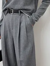 ウール混紡の中腰ダブルプリーツスーツパンツ【洗練されたデザイン・ビジネスシーンに最適】