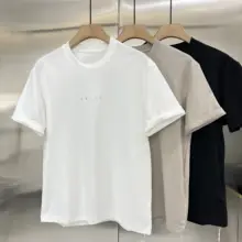 夏トレンドのシンプルレタープリントラウンドネック半袖T