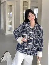 新中式デザインの花柄盤ボタンコート【春秋用・エレガントな上品さ】