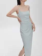 BELIN 薄荷グリーンのロング＆ショート丈ノースリーブドレス【ウエストシェイプ・プリーツ・夏用】