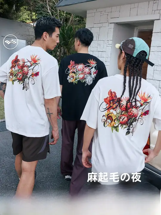 花柄プリントの夏用Tシャツ【短袖・スポーツ・通気性・コットン】