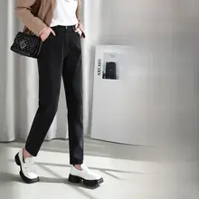 大きいサイズ 秋冬用ハイウエストデニムパンツ【ミニマルスタイル・体型カバー・おしゃれ】