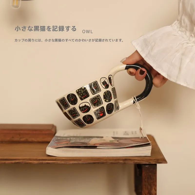 可愛い大容量マグカップ：ins風小清新デザインでコーヒーを楽しむ