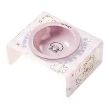 可愛い猫デザインの陶器製ペット用食器セット【高さ調整可能・アクリル製スタンド付き】