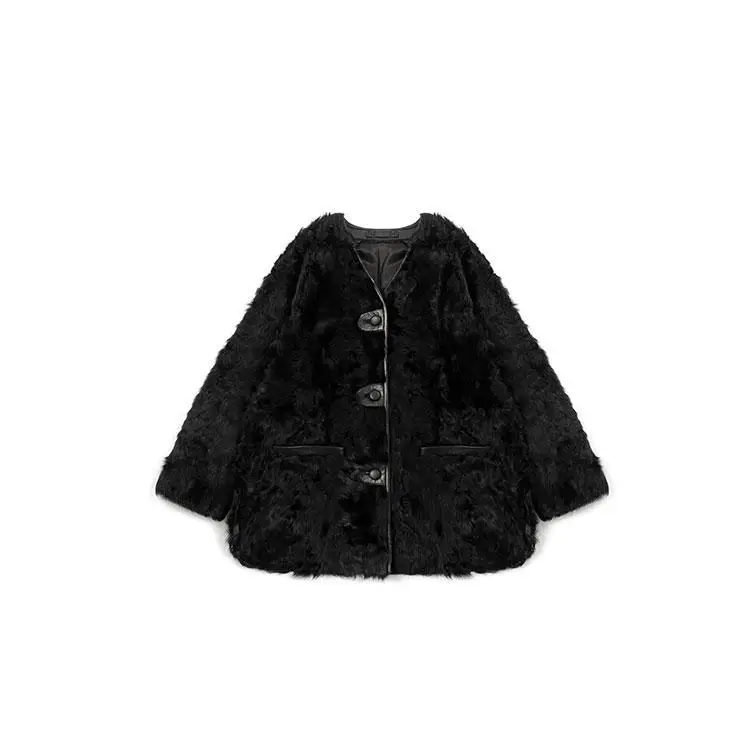 高級黒色ウールカーディガン：春秋対応の女性用ボア服の実用性と性能解析