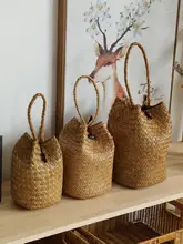 手提げバスケット 天然素材 ストロー 漢服 撮影用小物 ウェディング ギフトバッグ 中秋節 プレ  ゼント 「Kens」