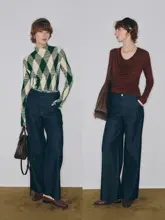 クラシックなデザインのデニムパンツ【フィット・ストレートレッグ・通勤用】（セットアップ対応）