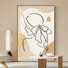 ログクリーム風 リビングソファ 背景壁装飾絵画