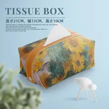 モネ風オイルペイント調レザー製ティッシュボックス【クリエイティブ・リビング・オフィス用】