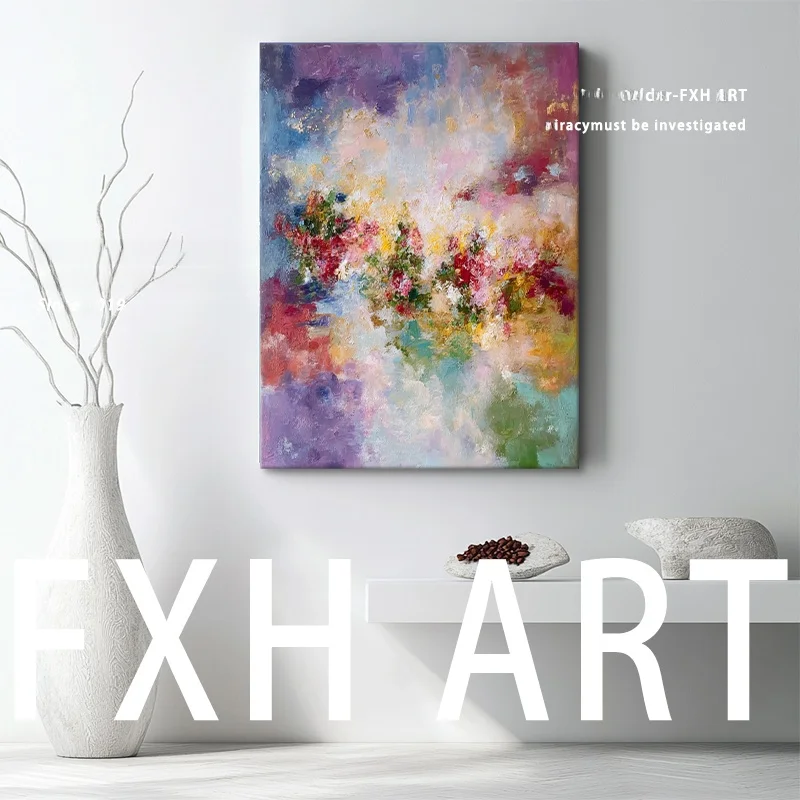 抽象な花影が壁に舞う——手描き油絵アートを家に設置するなら、どう選ぶべきか？