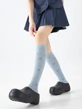 女性用 蝶結びデザインの長めのレッグソックス【極上の柔らかさ・スリムフィット】（セットアップ対応）