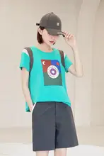 新しい2024夏ラウンドネック英国スプライシングTシャツ