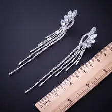 魅力的なロングフリンジイヤリング【水晶装飾・シルバー・ナイトクラブ用】