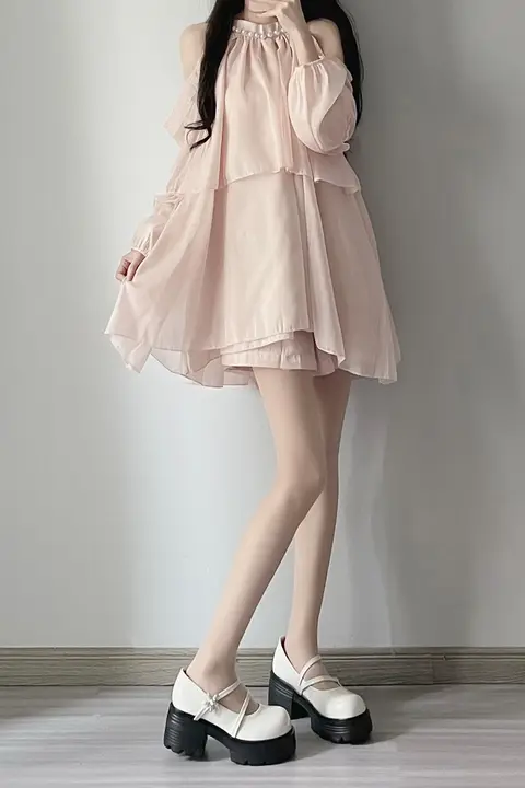秋用 コットンリネン マリージェーンシューズ【厚底・ヒールタイプ・ドレスとの相性抜群】（セットアップ対応）