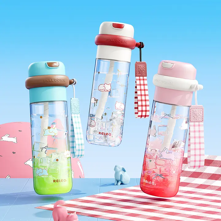 高耐熱トリタン製ストロー付きプラスチック飲料カップ【学生向け・コンパクト・夏用】
