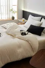 極上の柔らかさのリネン混大豆繊維ベッドカバー【おしゃれな猫デザイン・冬用】